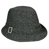 GLITTERY TWEED RHINESTONE BUCKLE STINGY BRIM FEDORA HAT