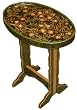 Wooden side tray table - dark green floral / fruit design