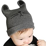 【LudusFelix】ネコ風　ベビー ニット帽　ニット帽子 猫　赤ちゃん 男の子 女の子 子供　全4色 (ダークグレー)