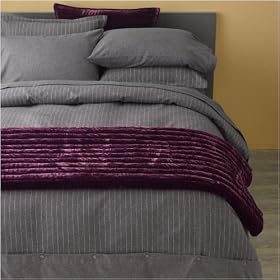 Organic Cotton Pinstripe Flannel Duvet Cover, KING, PINSTRIPE