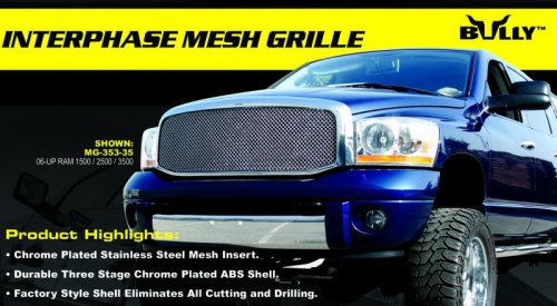 Bully Interphase Complete Replacement Grille Chrome Plated Stainless Steel Toyota Tundra 2007 to 2008