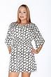 Perpetual Vogue Black White Chain Print Smocked Waist Tunic Dress