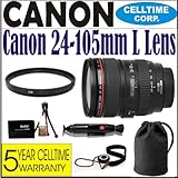 Canon EF 24-105mm f/4 L IS USM Lens (IMPORT) for Canon EOS SLR Cameras - Includes Deluxe Accessory Kit & 5 Year Celltime Lens Warranty