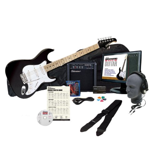 Silvertone SS10 Complete Electric Guitar Package with Instructional Software - Black On Sale