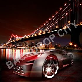 8x8 Club Manhattan Bridge & Car Hip Hop Background Backdrop