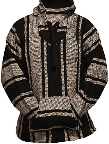 PennyLineUnisex Black Mexican Baja Hoodie Pullover Jerga X-Small to 2X