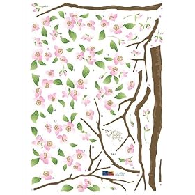 Nursery Easy Apply Wall Sticker Decorations - Apple Cherry Blossoms Branch