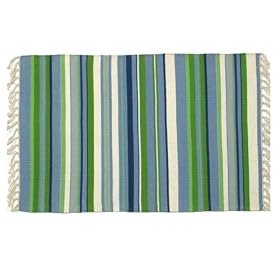 100% Cotton Flat Weave Rug striped 2 X 3 by Traders and Company