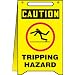 Accuform Signs MF118 Plastic Free-Standing Fold-Ups Floor Safety Sign, Legend "CAUTION TRIPPING HAZARD" with Graphic, 12" Width x 20" Height x 0.125" Thickness, Black/Red on Yellow