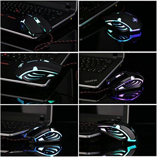maxin M-1 up to 1600DPI Transparent Colorful LED Lights 6 Buttons Stainless Steel Plate Gaming Mouse