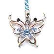 Cell Phone Mobile Camera Charm Strap Blue Diamond Butterfly