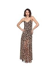 Sexy V-neck Leopard Print Backless Chiffon/Cotton Maxi Dress 