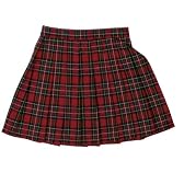 60プリーツチェックミニスカート レッドタータンチェック