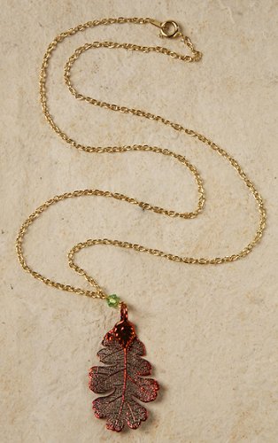 Childrens Toyshop  Jewelry : Oak Leaf Necklace, Irridescent. Made With Actual Leaf.
