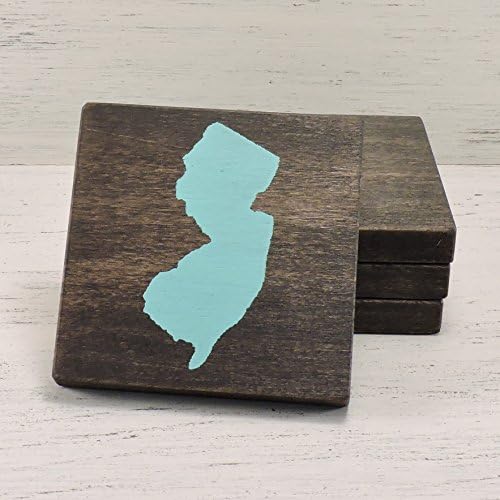 Pick Your State and Color, New Jersey Wood Coasters, Set of 4, Wedding, Housewarming