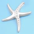 Sterling Silver Pendant -Starfish - Clear Cubic Zerconia - 27mm Height