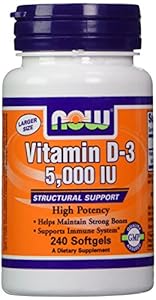 NOW Foods Vitamin D3 5000 Iu, 240 Softgels, Pack of 4