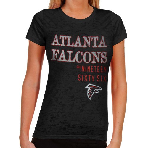 Atlanta Falcons Ladies Shotgun Shine Burnout Tri-Blend T-Shirt - Black (Small)
