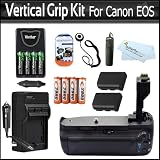 New Vertical Battery Grip for Canon EOS 7D 7-D Camera BGE7 BG-E7 + 2 Pack 2200MAH Canon LP-E6 Replacement Batteries (with Info-Chip!, Shows time on LCD!) + AC/DC Charger + 8 AA High Capacity Rechargeable NIMH Batteries And AC/DC Rapid Charger + Remote