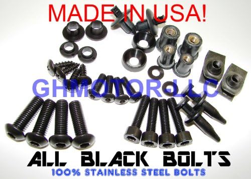 2006 2007 Suzuki GSXR 600 Complete Black Motorcycle Fairing Bolts Fasteners Screws Kit USA
