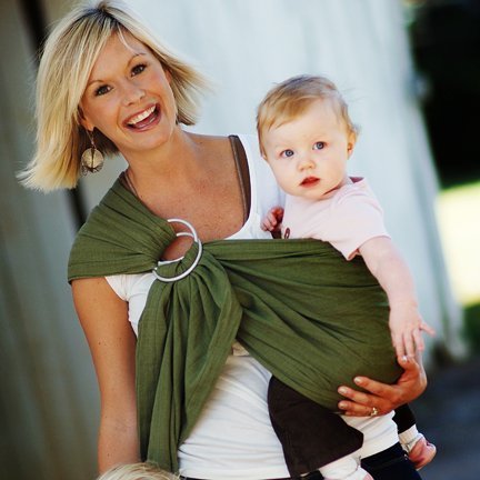 MAYA WRAP Lightly Padded Baby Ring Sling Carrier (OLIVE GREEN- Medium)
