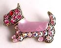 Diamante encrusted pink scottie dog brooch