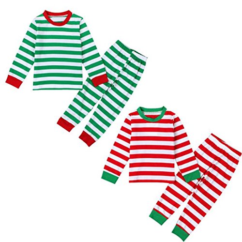 Baby Girls Stripe Outfit T-shirt Top+Leggings Pants Christmas Set Sleepwear