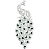 Emerald Peacock Austrian Crystal Large Green Bird Pin Brooch