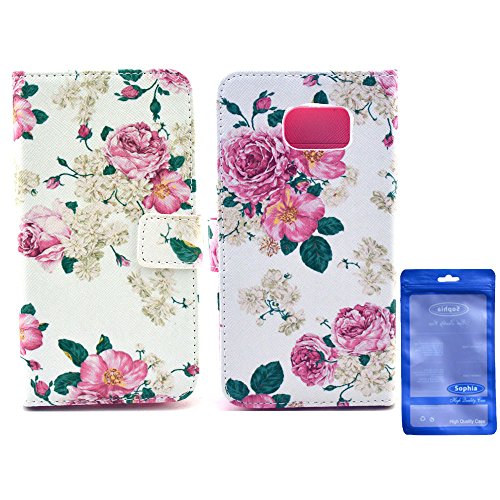 Samsung Galaxy S6 Wallet Case, Sophia Shop Samsung S6 Wallet Case Premium Pu Leather Wallet Cover with [Card Slots Credit Card Id Holders] and [Kickstand Stand View] Horizontal Flip Cover Function Hard Shell Skin Slim Fit Magnetic Closure Case Cover - Verizon, At&t, Sprint, T-mobile, International, and Unlocked for Samsung Galaxy S6, Not for S6 Edge (Peony or Rose)