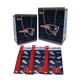New England Patriots NFL Gift Bags (2 Large,1 Medium) & Flat Gift Wrap (2) Combo Pack #1 by Pro Specialties Group