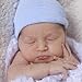 Melondipity Newborn Hospital Hat Blue and White Striped - 2 ply Hospital Fabric - Infant Baby Cap