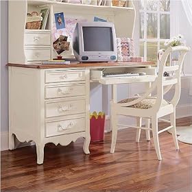Ma Marie Antique White Computer Desk