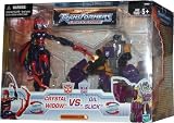 Transformers Universe 2004 Deluxe Class 2 Pack Robot Action Figures - 6 Inch Tall Crystal Widow and 5 Inch Tall Oil Slick with Hidden Search and Destroy Robot