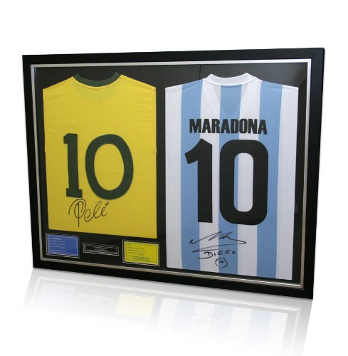 Pele and Maradona signed and framed shirts