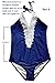 Mitang Women's One Piece Floral Lace Halter Monokini Blue