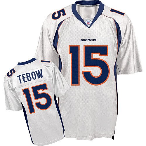 Denver Broncos 15 Tim Tebow Jersey White Size 48-56