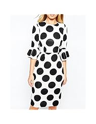 Knee Length Polka Dot Print Elbow Length Sleeves  Dress