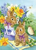 Toland Home Garden Bunny Bouquet 12.5 x 18-Inch Decorative USA-Produced Garden Flag