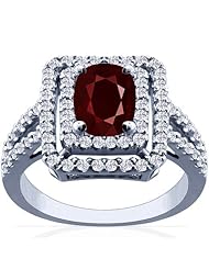 Platinum Cushion Cut Ruby Ring With Sidestones