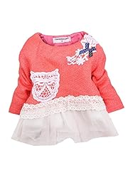 Girls Fall Cotton/Wool Above the Knee Round Neck  Dress