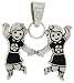 Sterling Silver Oxidized Pendant w/ 2 Bubbly Girls, 11/16