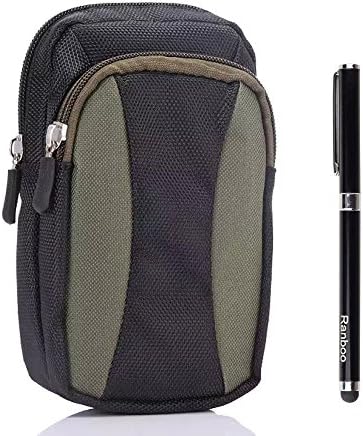 Multifunctional Outdoor Sports Climbing Cycling Hiking Camping Travel Bag / Belt Waist pocket Money Purse / Nylon Hook Mobile phone Pouch Case for iphone 6 plus,Samsung Galaxy Note 4,iphone 6,Note 3,Note Edge,Samsung S5,S4,iphone 5s,Nokia Lumia,Sony Xperia Z2, LG G3,G2 + 2 in 1 stylus pen (army green/black)