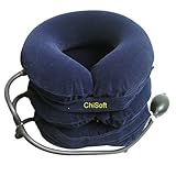 Neck Traction Device (CHISOFT®) - No1 Doctors Recommended IMPROVED Cervical Traction: Bigger Hand Pump + Longer Velcro Strap- FAST neck pain relief - Neck Support, Neck Brace, Neck Collar