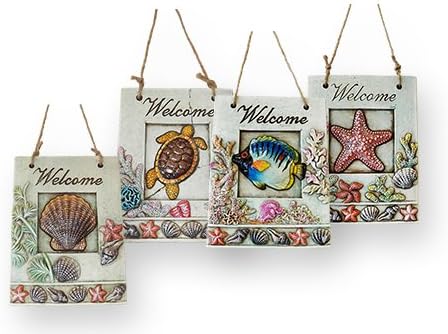 Nautical Hanging Welcome Plaques, In Assorted Beach Designs, Comes in a Set of 4