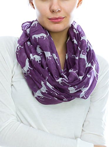 SHOPPOLALA Women's Running Horse Print Infinity Scarf O/S Purple