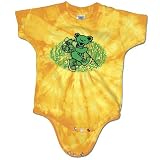 Grateful Dead 'Dancing Hiker Bear' Yellow Crinkle/Tie Dye Baby Romper/Onesie-Sizes 12mos or 24 mos