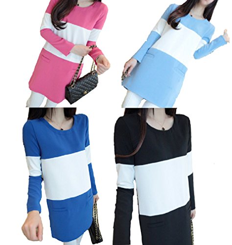 【ARINCO】 パステルカラー ボーダー ワンピース 長袖 キュート 春 レディース M L XL