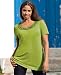 Short Sizes - Style&co. Plus Size Top, Short Sleeve Smocked Scoopneck Lemon Grass 1X