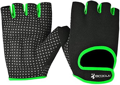 NIUEIMEE Cycling Bike Bicycle Motorcycle Shockproof Outdoor Sports Half Finger Short Gloves (Green, XL)