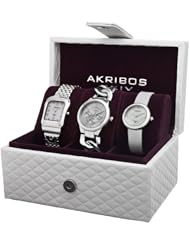 Akribos XXIV Womens AK688SS Diamond Accented Silver-Tone 3 Watch Box Set